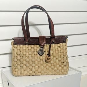 Brighton Wicker and Chocolate Croc Purse